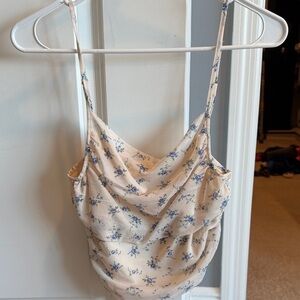 Cotton Candy Cream and Blue Floral Top